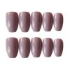 Pure Color Fake Nails Party Prom Full Cover Long False Nails Art Tips Set; Milk Tea Color Fake Nails