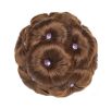 Elegant Hair Disk Chignon Updo Hairpieces With Rhinestone Hair Bun Extensions Claw, Light Brown