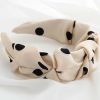 Simple Wide Beige Polka Dot Vintage Headband Women Ruffled Hairband Hair Accessories Headwear