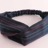 Navy Blue Criss Cross Stripe Hairband Sweet Wide Headband Hair Ribbon Headwear