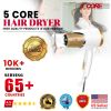 5 Core Hair Blow Dryer Lightweight | Hair Dryer Ionic Men Women Blower 1875W Ceramic Quiet Styling Pik - HD F