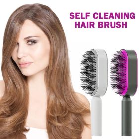 Women Fashion 3D Hair Growth Comb Hairbrush Self-Cleaning Hair Brush Self Cleaning Hair Brush For Women Massage Scalp Promote Blood Circulation Anti H (Color: White)